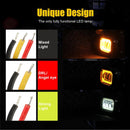 2 Pcs Car 4 Inch Square Spotlight Work Light With Angel Eyes Yellow Light