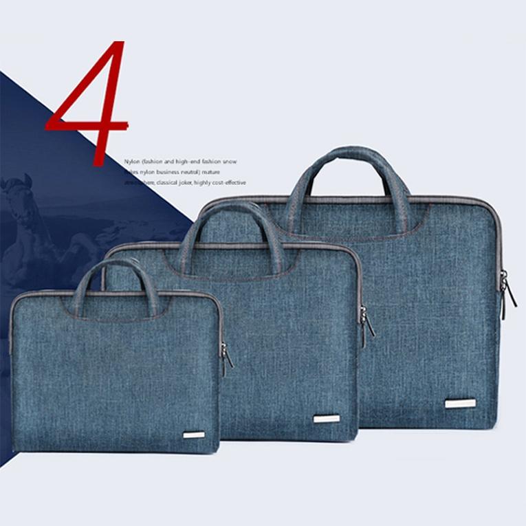 13.3 Inch Simple Business Laptop Bag With Liner - Ls-116 - Canvas Colorful Leaves Blue