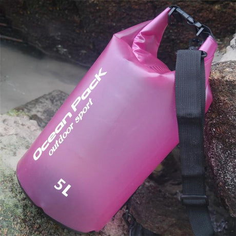 Waterproof Single Shoulder Dry Bag Outdoor Pvc Barrel Dry Sack Capacity Under 50L - Rose Red