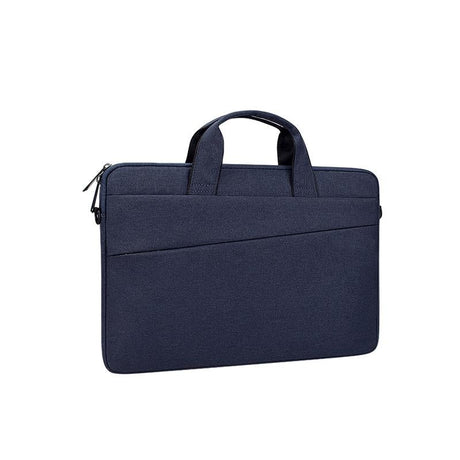 Portable Laptop Tablet Bag - 15.4 Inch Double Side Pockets Soft Handle Oxford Cloth - Navy Blue