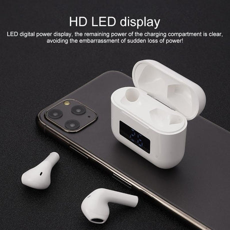 Wireless Bluetooth Earphones With Touch Display - White