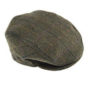 DENTS Abraham Moon Tweed Flat Cap Wool Ivy Hat Driving Cabbie Quilted 1-3038 - Olive - Large