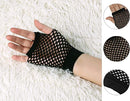 12 Pair Fishnet Gloves Fingerless Wrist Length 70s 80s Costume Party - Black