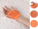 1 Pair Fishnet Gloves Fingerless Wrist Length 70s 80s Costume Party - Orange