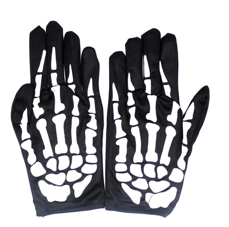 SKELETON GLOVES Costume Party Accessory Halloween Horror Fancy Dress Bone Print