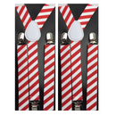 2x Mens Suspenders Braces Adjustable Strong Clip On Elastic Formal Wedding Slim - Red/White Diagonal Stripes