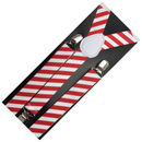 2x Mens Suspenders Braces Adjustable Strong Clip On Elastic Formal Wedding Slim - Red/White Diagonal Stripes