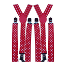 2x Mens Suspenders Braces Adjustable Strong Clip On Elastic Formal Wedding Slim - Red with White Polka Dot