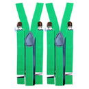 2x Mens Suspenders Braces Adjustable Strong Clip On Elastic Formal Wedding Slim - Dark Green