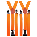 2x Mens Suspenders Braces Adjustable Strong Clip On Elastic Formal Wedding Slim - Fluro Orange