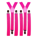 2x Mens Suspenders Braces Adjustable Strong Clip On Elastic Formal Wedding Slim - Magenta