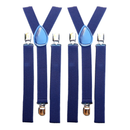 2x Mens Suspenders Braces Adjustable Strong Clip On Elastic Formal Wedding Slim - Navy