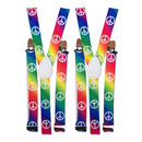 2x Mens Suspenders Braces Adjustable Strong Clip On Elastic Formal Wedding Slim - Rainbow with Peace Symbol