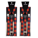 2x Mens Suspenders Braces Adjustable Strong Clip On Elastic Formal Wedding Slim - Tartan 1