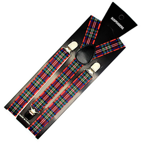 2x Mens Suspenders Braces Adjustable Strong Clip On Elastic Formal Wedding Slim - Tartan 2