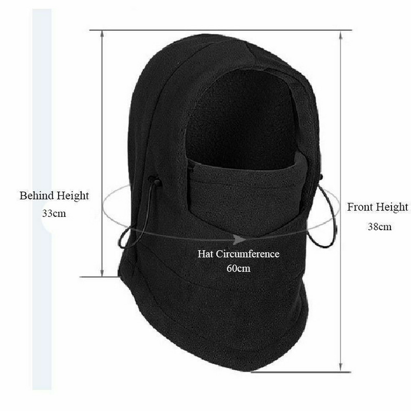 Windproof Thermal Fleece Balaclava Beanie Hat Full Face Mask Ski - Black