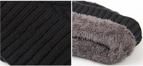 Winter Knitted Hat Men Women Warm Thick Beanie Fleece Ski Cap Outdoor Thermal