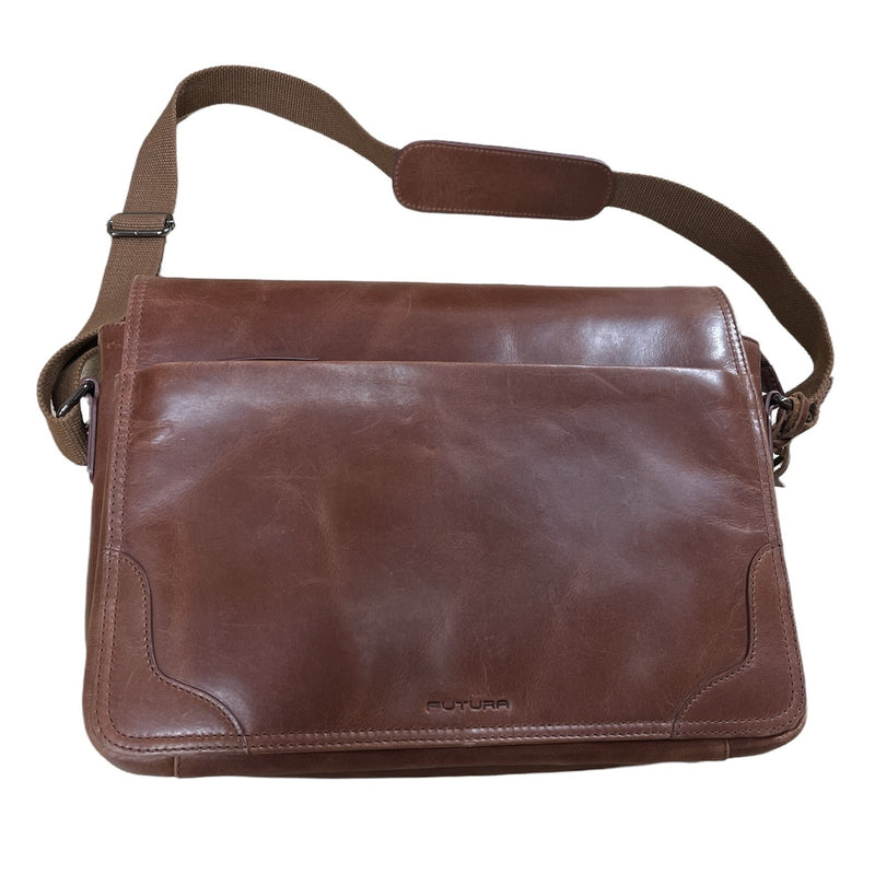 Futura Laptop Messenger Sling Bag Travel Computer Business Genuine Leather - Brown