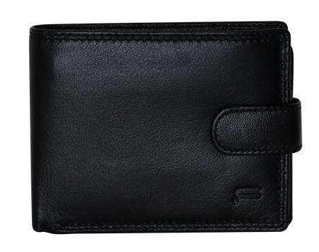 Mens RFID Leather Fold Over Wallet - Black