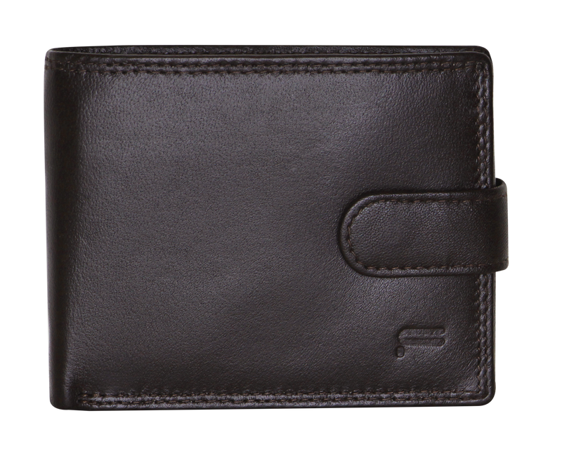 Mens RFID Leather Fold Over Wallet - Brown