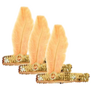 3x 1920s FLAPPER HEADBAND Headpiece Feather Sequin Charleston Costume Gatsby - Gold/Orange