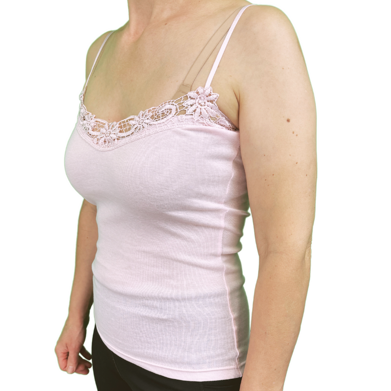 Womens Camisole Top Cami Strap Top Singlet Summer Basic Tank Shirt - Pink - 10-12