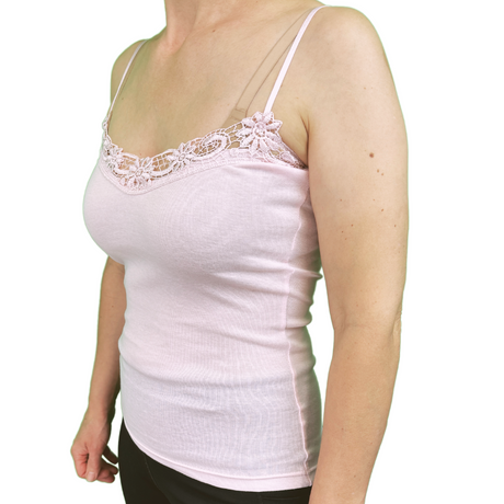 Womens Camisole Top Cami Strap Top Singlet Summer Basic Tank Shirt - Pink - 12-14