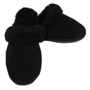 100% Sheepskin Moccasin Slippers Winter Genuine Scuffs Slip On Mens Womens - Black (with fur) - 9