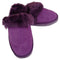 100% Sheepskin Moccasin Slippers Winter Genuine Scuffs Slip On Mens Womens - Purple (with fur) - 10