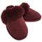 100% Sheepskin Moccasin Slippers Winter Genuine Scuffs Slip On Mens Womens - Red (with fur) - 6