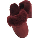 100% Sheepskin Moccasin Slippers Winter Genuine Scuffs Slip On Mens Womens - Red (with fur) - 6