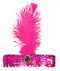 WIDE FLAPPER HEADBAND Feather Sequin Costume Gatsby Charleston Headpiece 1920s - Hot Pink