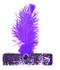 WIDE FLAPPER HEADBAND Feather Sequin Costume Gatsby Charleston Headpiece 1920s - Purple