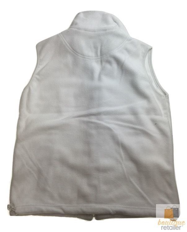 WHITE POLAR FLEECE VEST Thick Casual Wear Warm Winter Plain Fleecy Jacket - White - X-Small