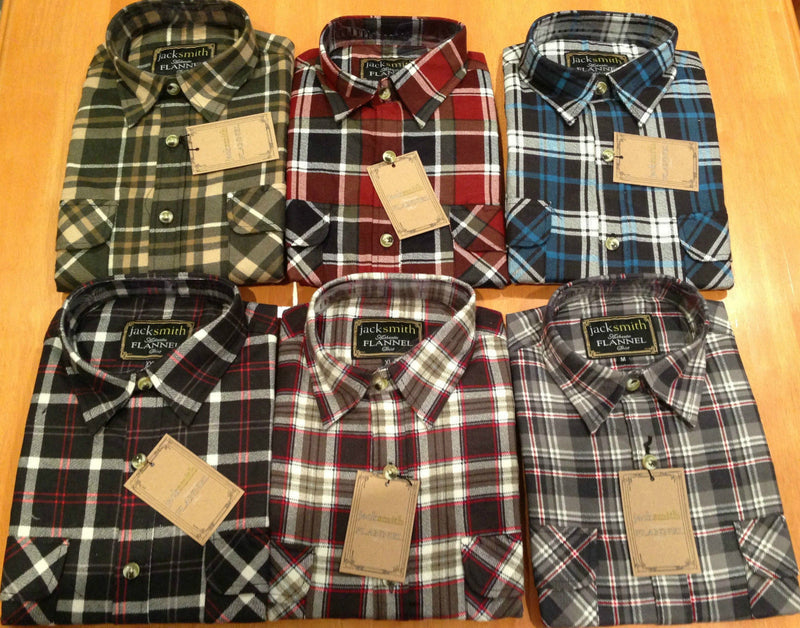 Mens FLANNELETTE SHIRT Check 100% COTTON Flannel Vintage Long Sleeve - 48 (Full Placket) - M