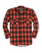 Mens Flannelette Long Sleeve Shirt 100% Cotton Check Authentic Flannel - Full Placket - Red