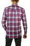 Mens Flannelette Long Sleeve Shirt 100% Cotton Check Authentic Flannel - Full Placket - Navy/Red/White - S