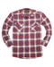 Mens Flannelette Long Sleeve Shirt 100% Cotton Check Authentic Flannel - Full Placket - Navy/Red/White - S