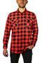 Mens 100% Cotton Flannelette Shirt Long Sleeve Check Authentic Flannel - Red/Black