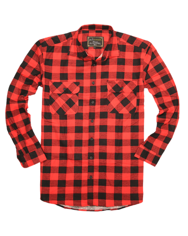 Mens 100% Cotton Flannelette Shirt Long Sleeve Check Authentic Flannel - Red/Black