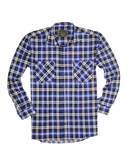 Mens 100% Cotton Flannelette Shirt Long Sleeve Check Authentic Flannel - Denim -