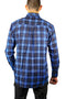 Mens 100% Cotton Flannelette Shirt Long Sleeve Check Authentic Flannel - Blue