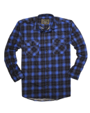 Mens 100% Cotton Flannelette Shirt Long Sleeve Check Authentic Flannel - Blue