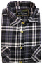 Mens Half Placket Flannelette Long Sleeve Pullover Shirt 100% Cotton Check Authentic Flannel  - Black/Purple - S