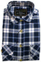 Mens Half Placket Flannelette Long Sleeve Pullover Shirt 100% Cotton Check Authentic Flannel  - White/Blue Denim - S