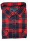 Mens Flannelette Long Sleeve Shirt 100% Cotton Authentic Flannel - Half Placket - Red - 7XL