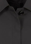 Womens Winter Button Long Trench Coat Jacket Parka Overcoat - Black - XX-Large