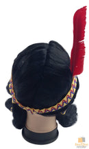 Womens Native American Wig w/ Red Feather Pigtail Indian Party Costume Hair