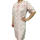 Womens 100% Cotton Short Sleeve Nightie Gown Night Sleepwear Pyjamas PJ Pajamas - Pink - 12