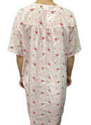 Womens 100% Cotton Short Sleeve Nightie Gown Night Sleepwear Pyjamas PJ Pajamas - Pink - 12